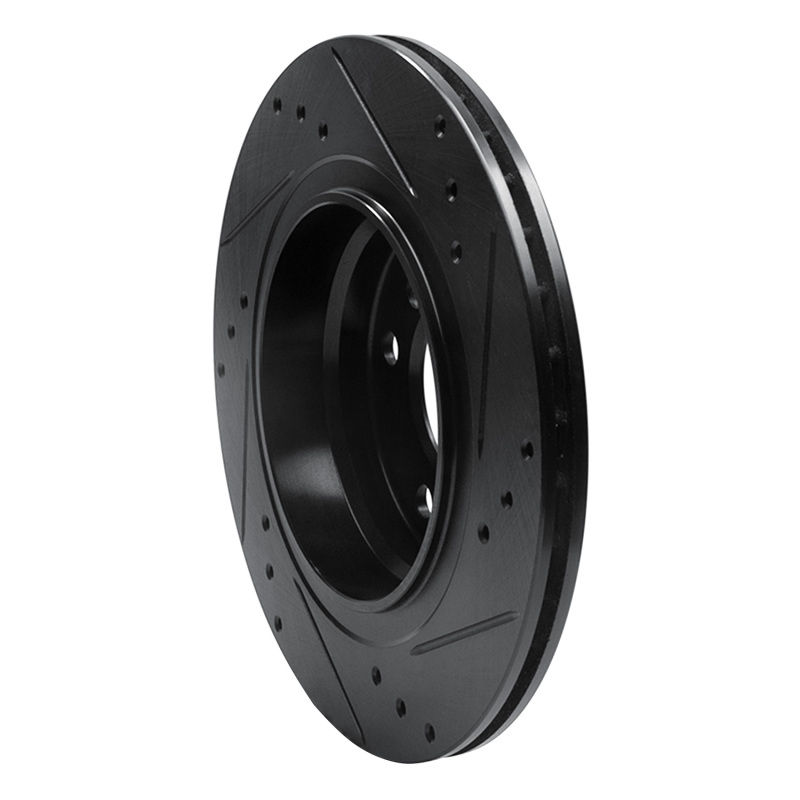 BMW 323I Brake Rotor (1) - Rear Left - R1 Concepts - Drilled & Slotted - Black - `99-`06